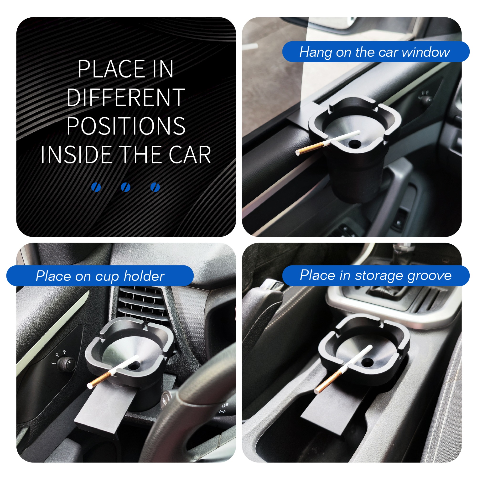 Flame Resistant Car Ashtray With Hook Handle Mini Car Trash Can