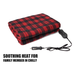 Electric Car Blanket Heated 12V Fleece Travel Blanket For Car and RV For Cold Weather