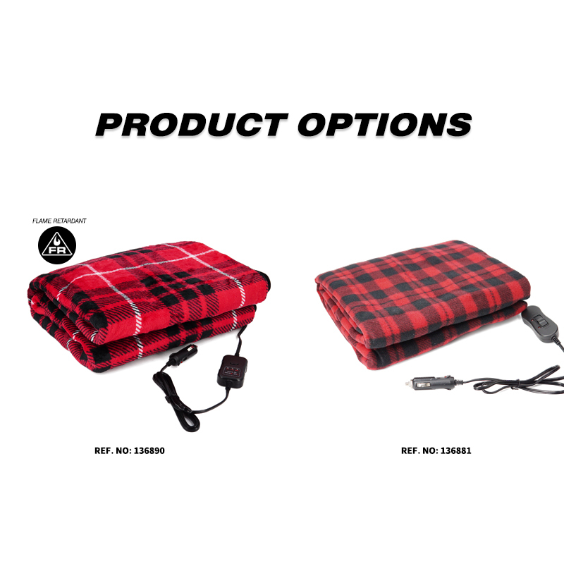 Electric Car Blanket Heated 12V Fleece Travel Blanket For Car and RV For Cold Weather