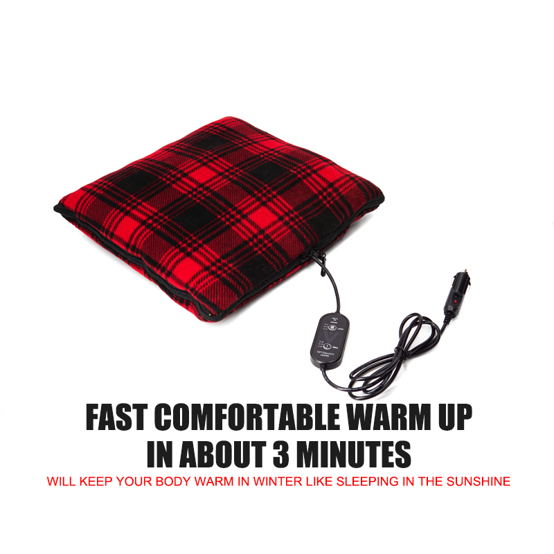 Car Blanket Heated 12V Electric Travel Blanket Back Cushion For Car and RV For Cold Weather