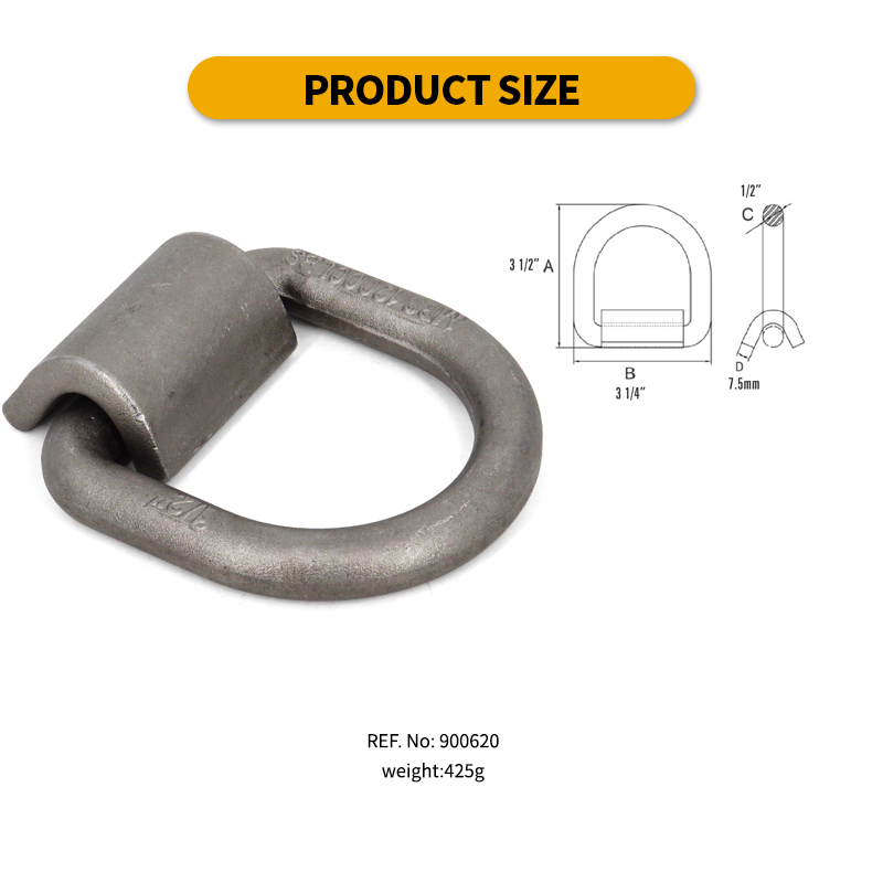 Heavy Duty Weld-On Forged D Ring 12000 Pounds Break Strength for Trailers Trucks and Cargo Tie Downs