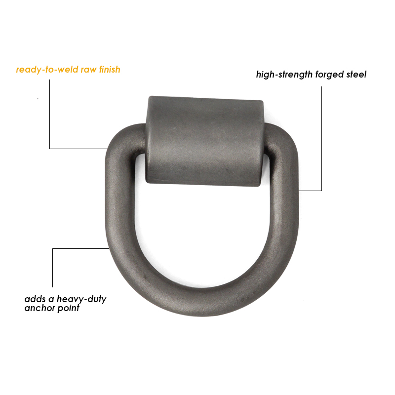 Heavy Duty Weld-On Forged D Ring 18000 Pounds Break Strength for Trailers Trucks and Cargo Tie Downs