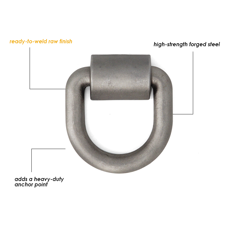 Heavy Duty Weld-On Forged D Ring 26500 Pounds Break Strength for Trailers Trucks and Cargo Tie Downs