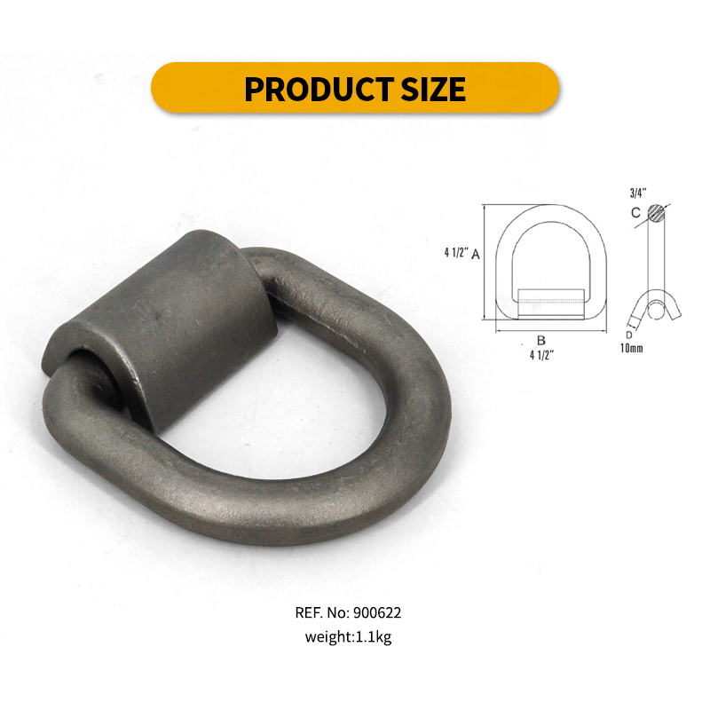 Heavy Duty Weld-On Forged D Ring 26500 Pounds Break Strength for Trailers Trucks and Cargo Tie Downs