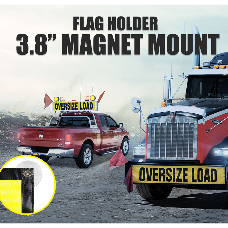 3.8" Safety flag Magnet mount Magnet Holder Chromed