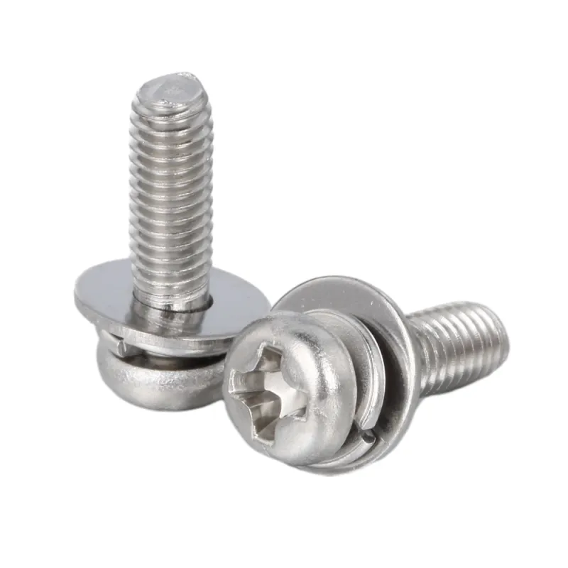 Pan Head SEMS Screw with Spring Lock Washer + Flat Washer Stainless Steel