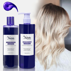 Organic Vegan Moisturizing Color Safe Depositing Purple Shampoo and Conditioner for Silver Blonde Bleached Hair