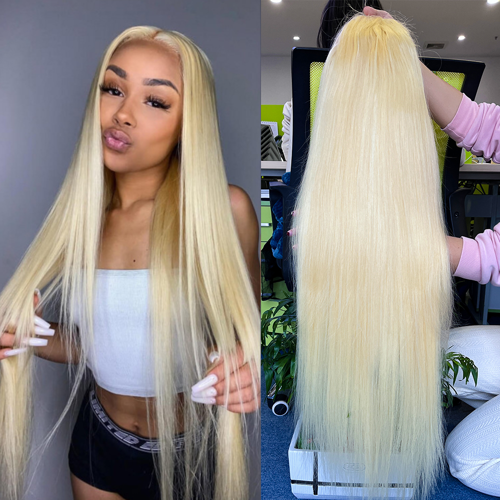 Raw hair 100% Cuticle Aligned Straight Blonde Human Hair 13*6 HD full frontal wig with 180% density