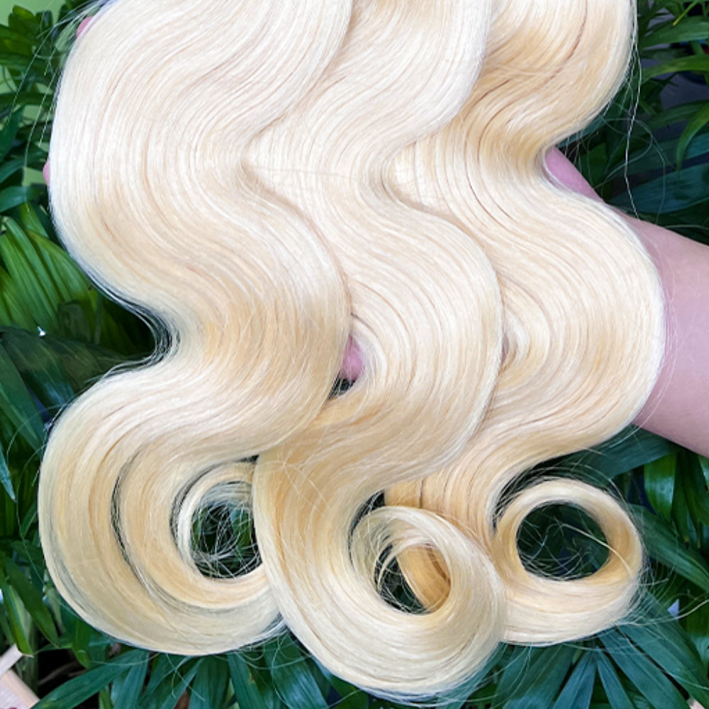 Top raw and top virgin #613 bundlesBlonde Hair Extensions double weft Body Wave and straight
