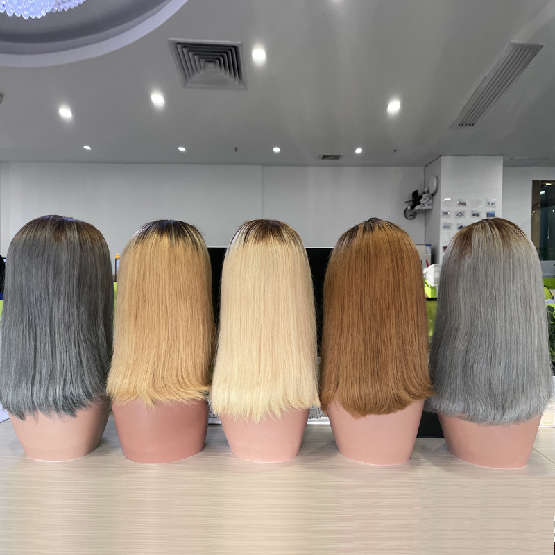 Top virgin hair 12 inch Bob Wig Human Hair 13x4 transparent wig Straight 150% Density