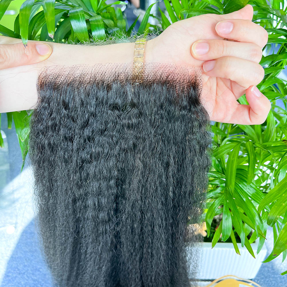 Wholesale HD Lace Closure Yaki Human Hair 5x5 Virgin closure Natural Black Color