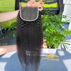 Wholesale HD Lace Closure Yaki Human Hair 5x5 Virgin closure Natural Black Color