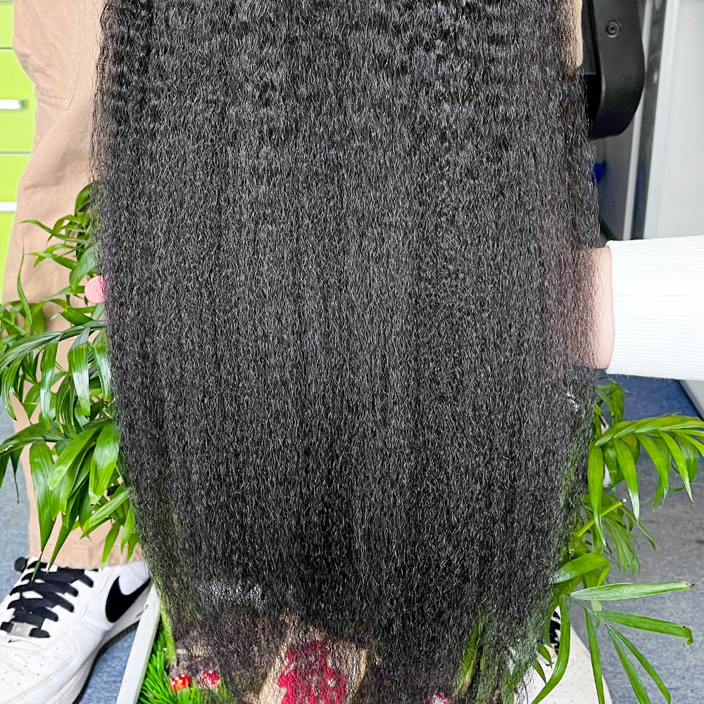 Kinky Straight Clip ins Hair Extensions for Black Women yaki Clip Ins Natural Black PU clip ins