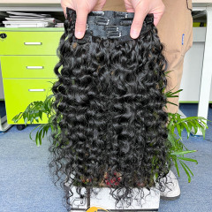 16 Inch Water wave Clip Ins Extensions Human Hair Curly Hair