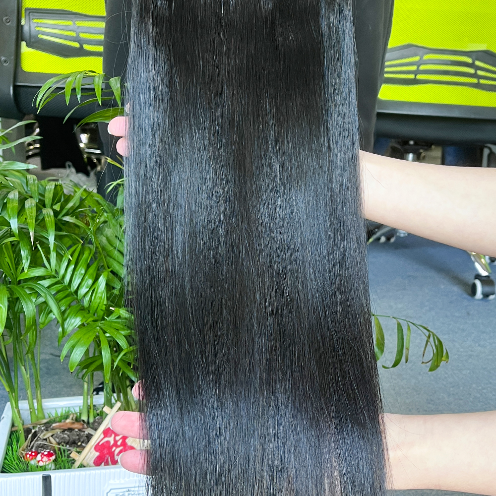 Human Hair raw hair seamless Clip Ins straight 10mm & 5mm