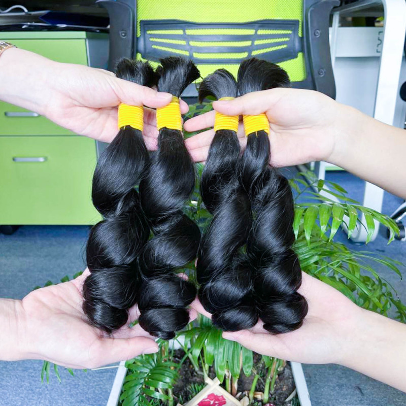 Unprocessed hair Cuticle Aligned Human Hair Extensions Peruvian Bulk Hair Loose Wave Bundles