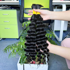 Wholesale Brazilian 100% Human Hair Extension Natural Color Top Virgin Hair Loose Deep Wave Bulk Hair Bundles