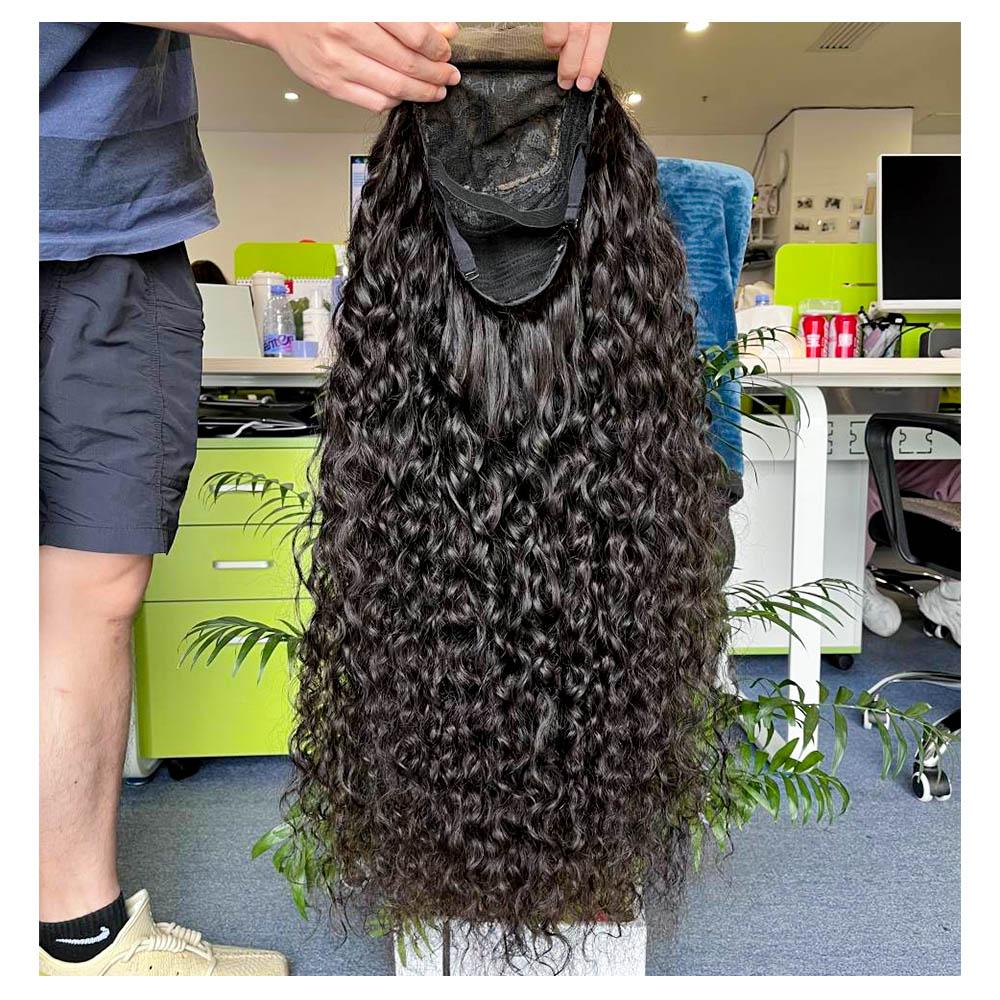 wholesale 5*5 hd closure wig with 180% density custom unit top virgin hair water wave