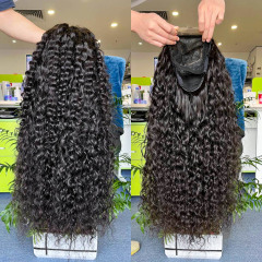 wholesale 5*5 hd closure wig with 180% density custom unit top virgin hair water wave