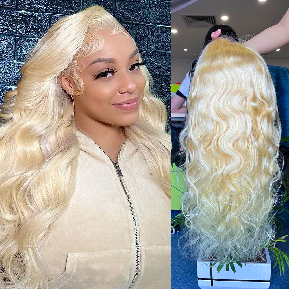 Raw Human Hair Honey Blonde Lace Front Wigs Full 200 Density Body Wave Brazilian Human Hair Wig 613 13x6 HD Lace Frontal Wig