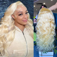 Raw Human Hair Honey Blonde Lace Front Wigs Full 200 Density Body Wave Brazilian Human Hair Wig 613 13x6 HD Lace Frontal Wig