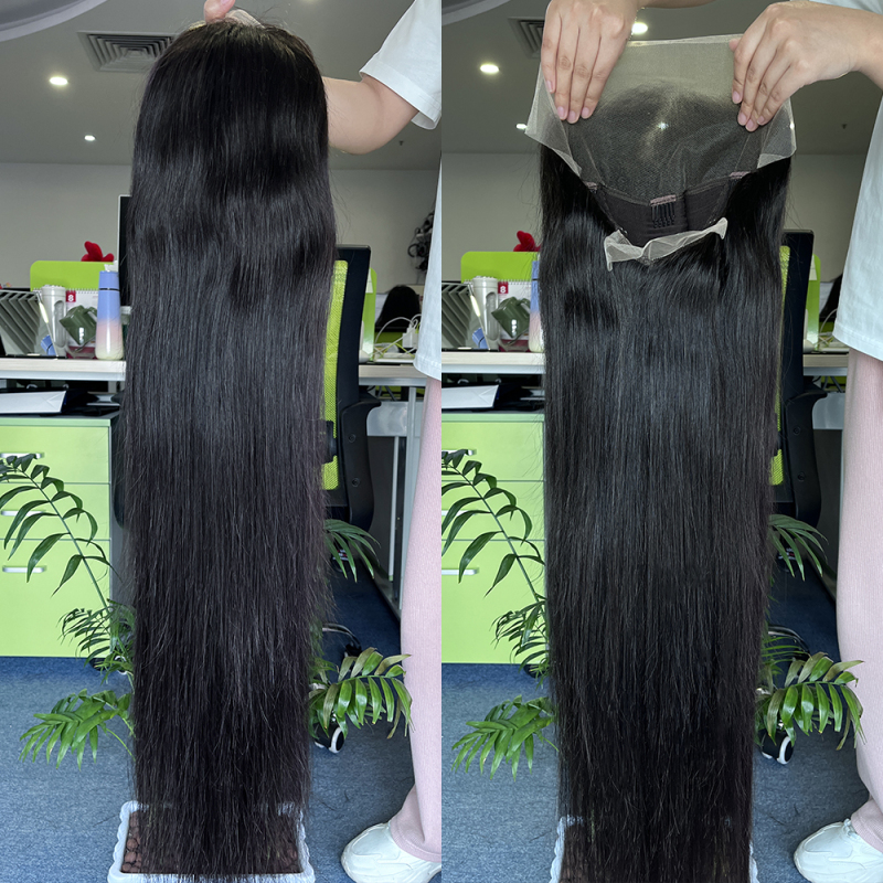 Indian hair Preplucked hair line 10-38 inch Straight Human Hair full lace Transparent Wigs