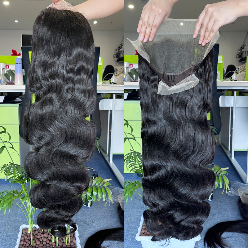 30 40Inch Preplucked Brazilian 100% Human Hair Full Lace Transparent Body Wave Wig