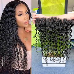 Water wave Indian human hair 13x4 HD lace frontal invisible lace film lace pre-plucked hairline