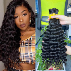 Wholesale Brazilian 100% Human Hair Extension Natural Color Top Virgin Hair Loose Deep Wave Bulk Hair Bundles