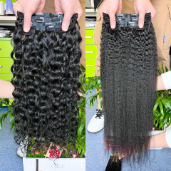 Ready To Ship PU Clip Ins 100 Raw Human Hair Seamless Clip Ins Hair Extensions water wave