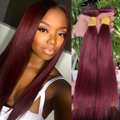 12A Grade top virgin hair Cuticle Aligned 99J Bundles Double weft Human Hair Bone Straight