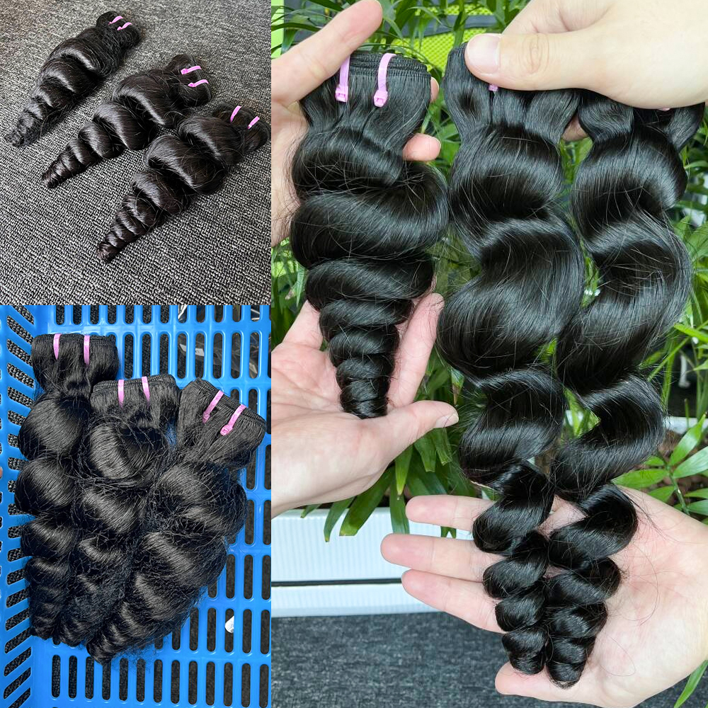 Wholesale 100% Human hair Unprocessed Raw Cuticle Aligned Human Hair, Indian Human Hair Loose Wave Bundles