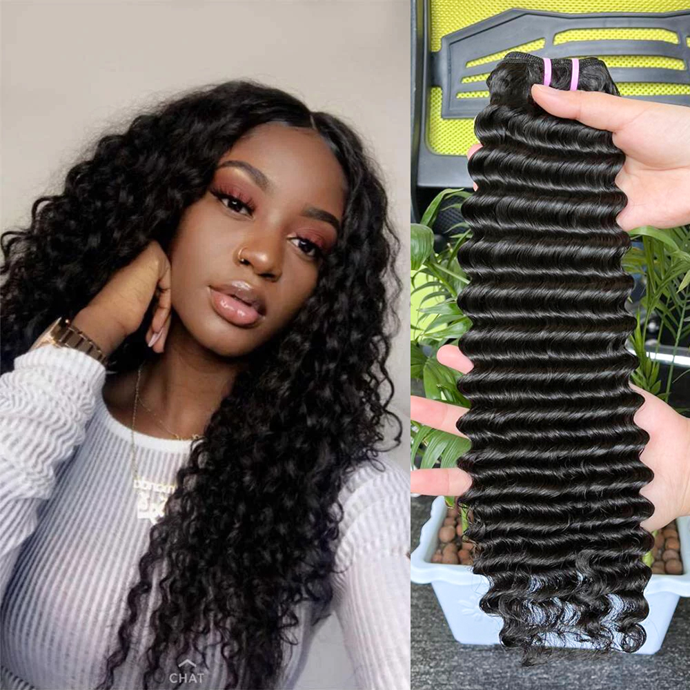 Deep Wave 12a Double Drawn Raw Brazilian Peruvian Indian Fumi Virgin Vendor 100% Human Hair Extension Bundle