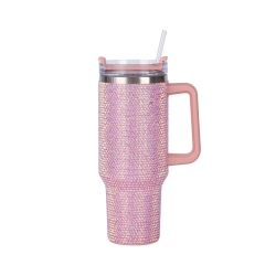 Glitter Rhinestone Blinged 40oz Stainless Steel Tumbler with hand ,304 stainless steel