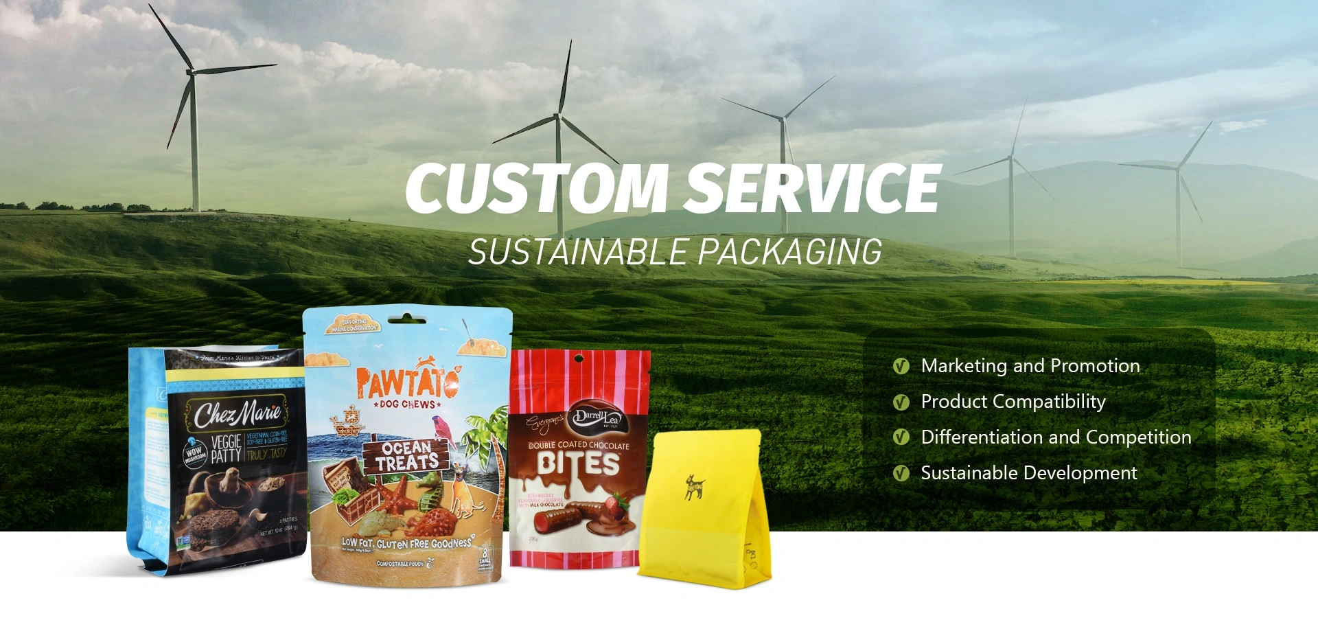 custom service for flat bottom pouch bag packaging
