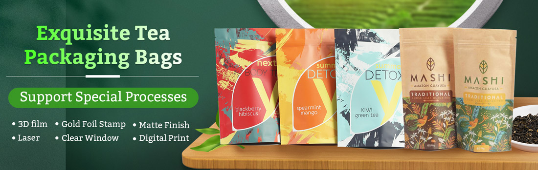 custom printing tea packaging bags and  pouches wholesale