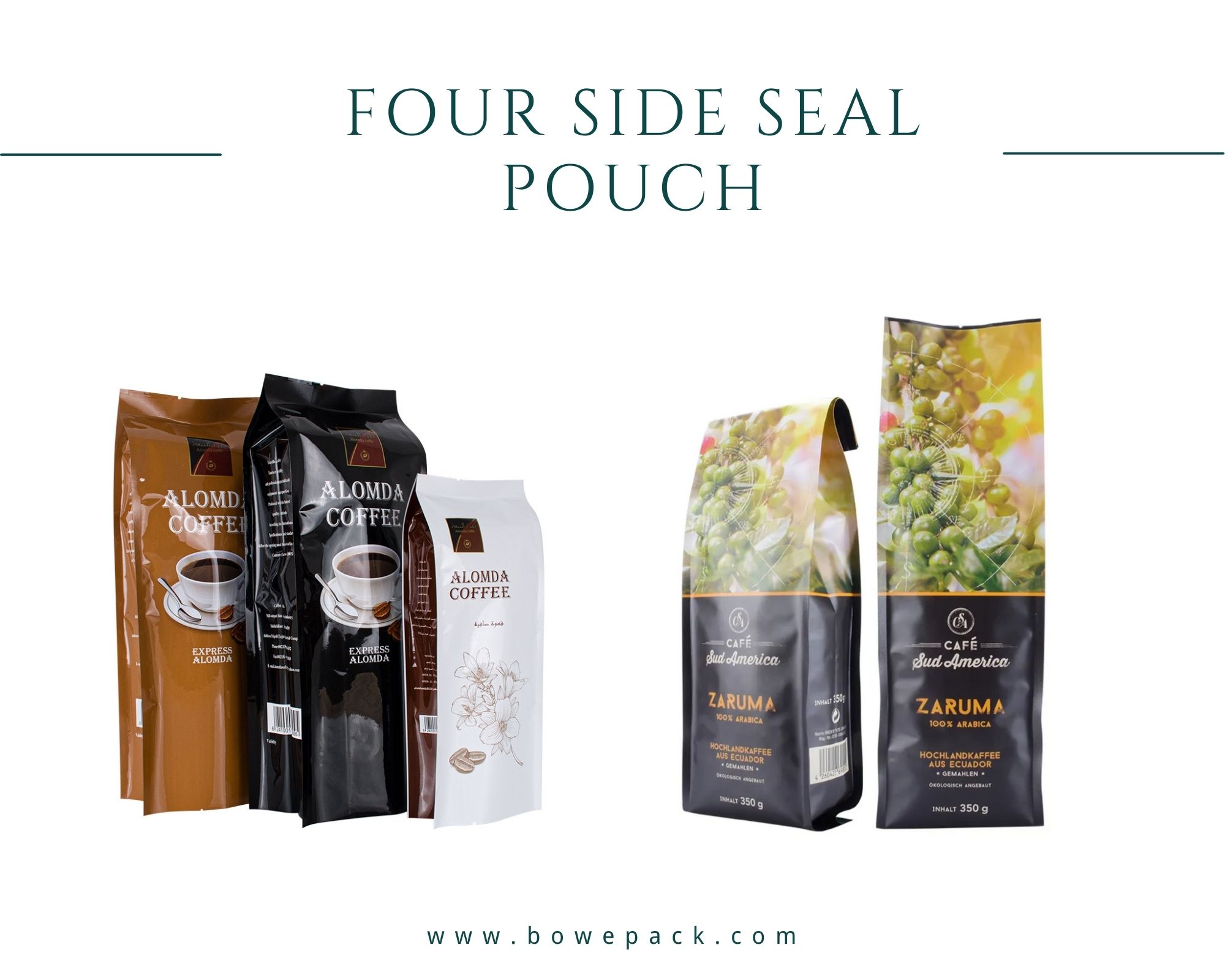 quad seal pouch for coffee