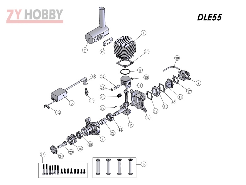 Original DLE55 A9 DLE Engines Crankshaft Conrod