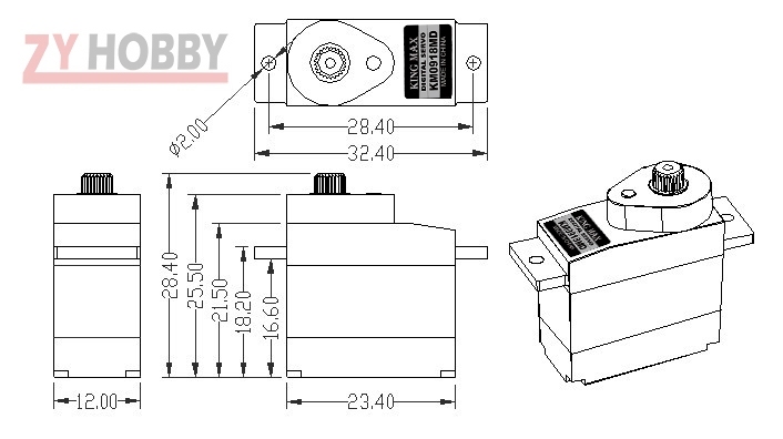 1pc Kingmax Analog metal Gears Mini Servo KM0918MD DC4.8V~6.0 V JR /Futaba 150 mm