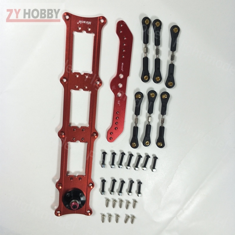 Aluminum Alloy Servo Rudders Mount Rudder Tray Set with 5 inch Double Servo Arm For 3 Servo