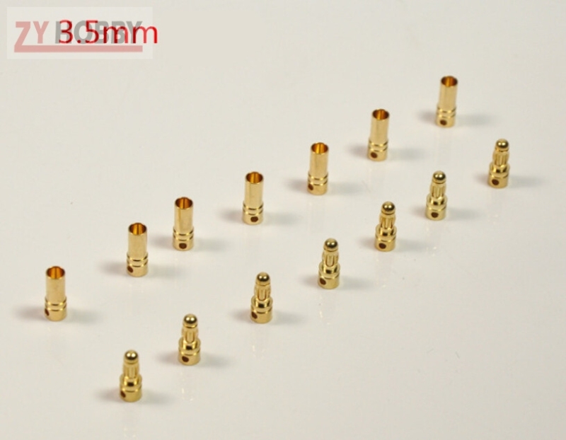 10 Pairs Gold Plated Male and Female Bullet Connector (2mm~8mm)