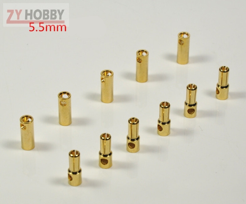 10 Pairs Gold Plated Male and Female Bullet Connector (2mm~8mm)