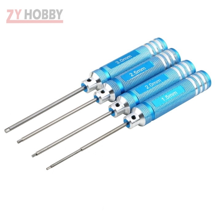 Zyhobby 4pcs/Set Steel Hexa Screw Driver RC Model DIY Tool 1.5MM 2.0MM 2.5MM 3.0MM