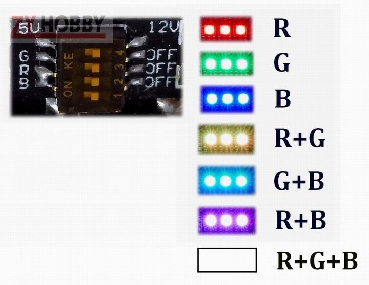 RGB 12V 7 Color Changing Mini LED Strip Light for RC Racer Helicopter