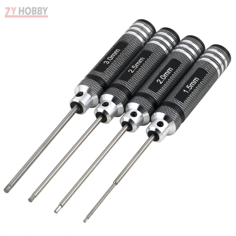 Zyhobby 4pcs/Set Steel Hexa Screw Driver RC Model DIY Tool 1.5MM 2.0MM 2.5MM 3.0MM