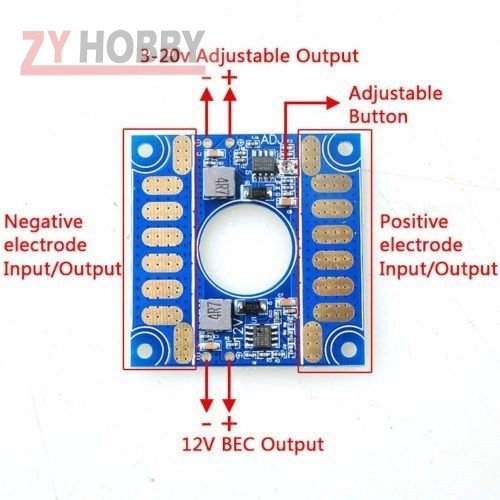 5V 12V Adjustable Voltage Dual BEC Output Board ESC Distribution Connection Board