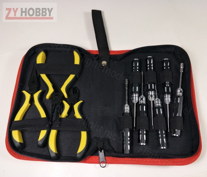 10pcs RC Tool Kit Set Screwdriver Hexagon Socker Piler With Carrying Case For RC Model