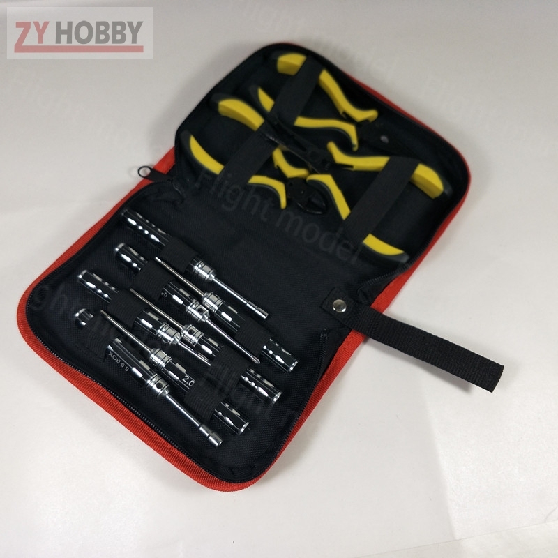 10pcs RC Tool Kit Set Screwdriver Hexagon Socker Piler With Carrying Case For RC Model