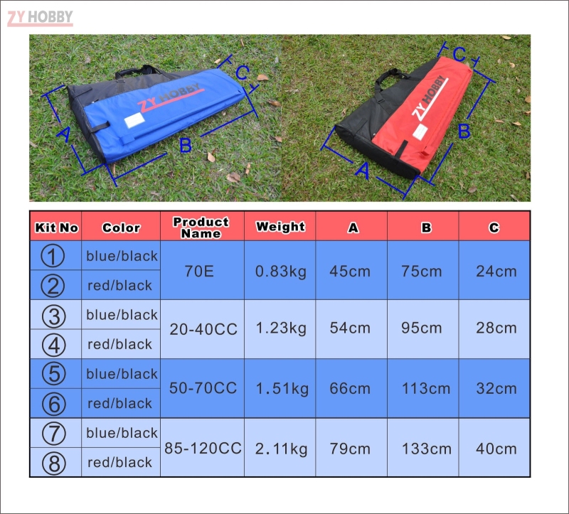 Blue Waterproof Wing Bag For 98-113in 3D plane(85-120CC)