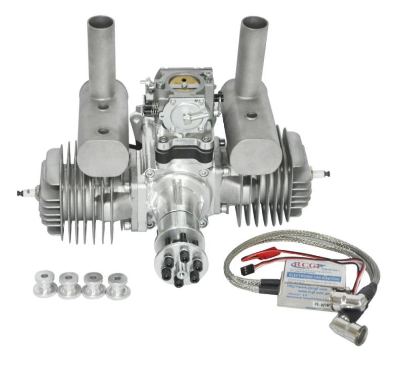 RCGF 120cc Twin Cylinder Petrol/Gasoline Engine Dual Cylinder with Muffler/Igniton/Spark Plug